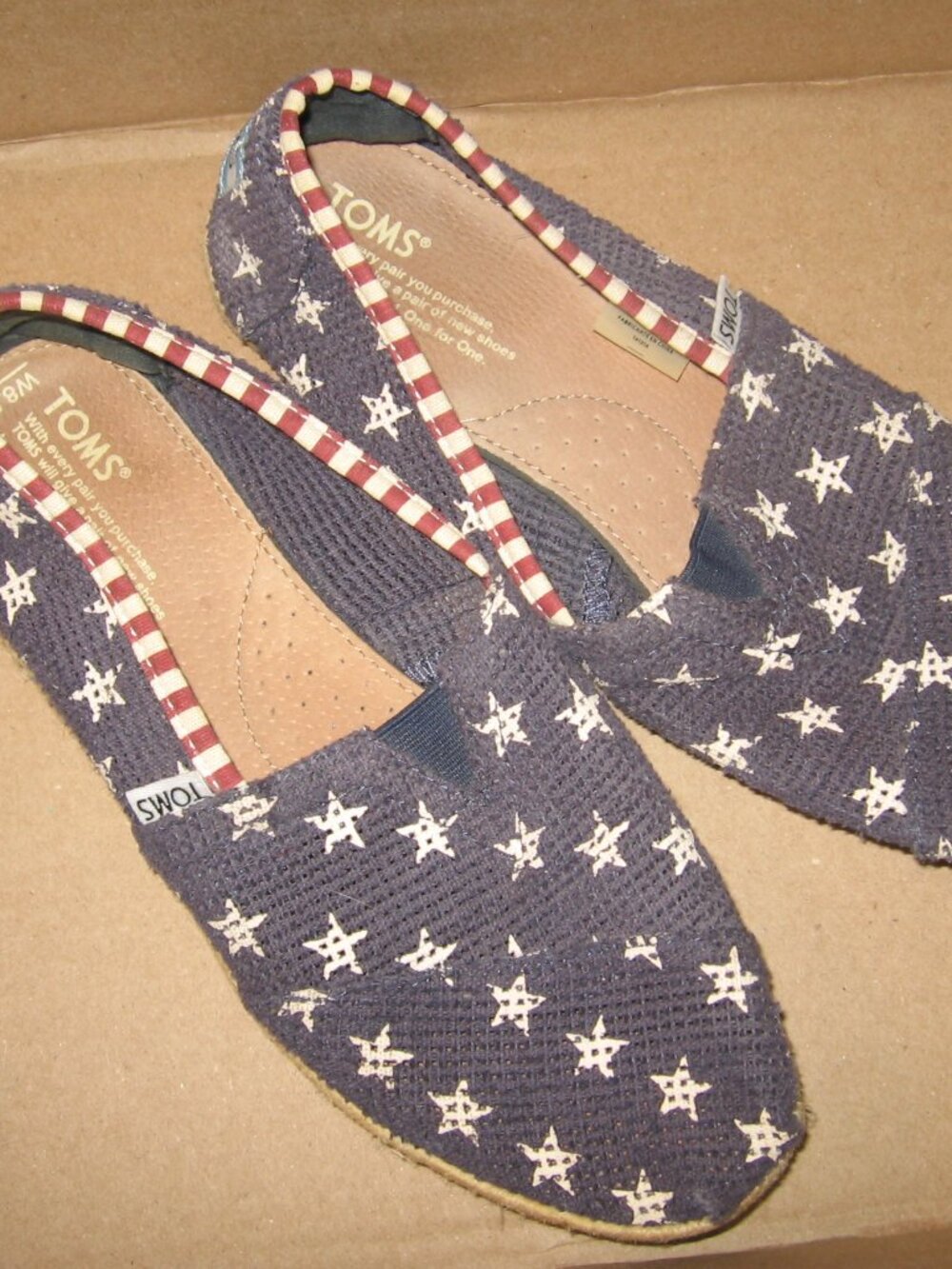 TOMS Espadrille Flats Women's 8.5 Stars & Bars Red White & Blue Patriotic